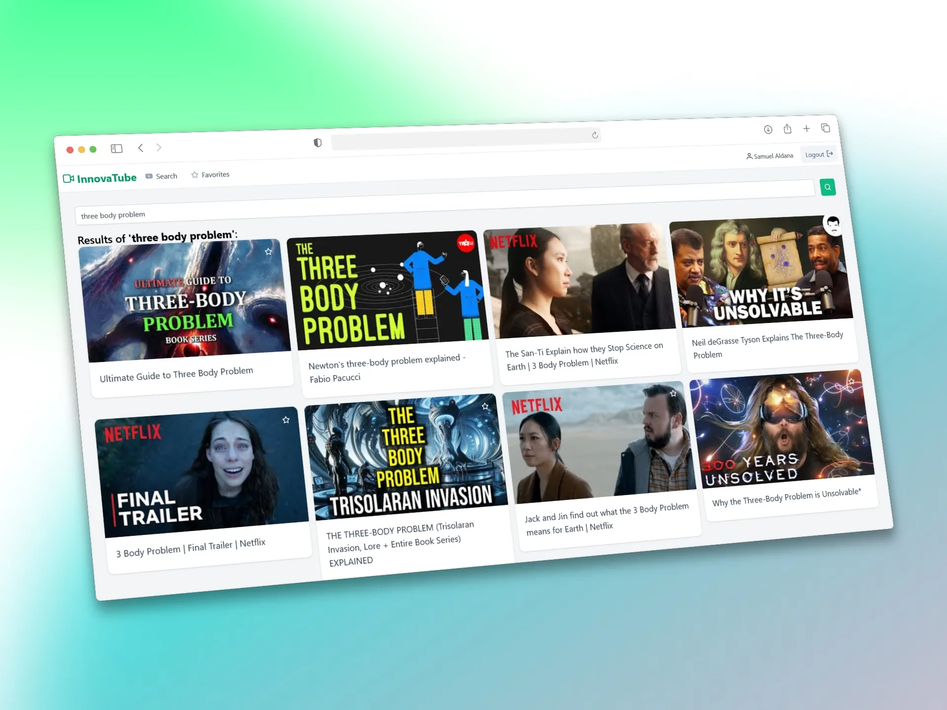 Captura de pantalla del proyecto InnovaTube